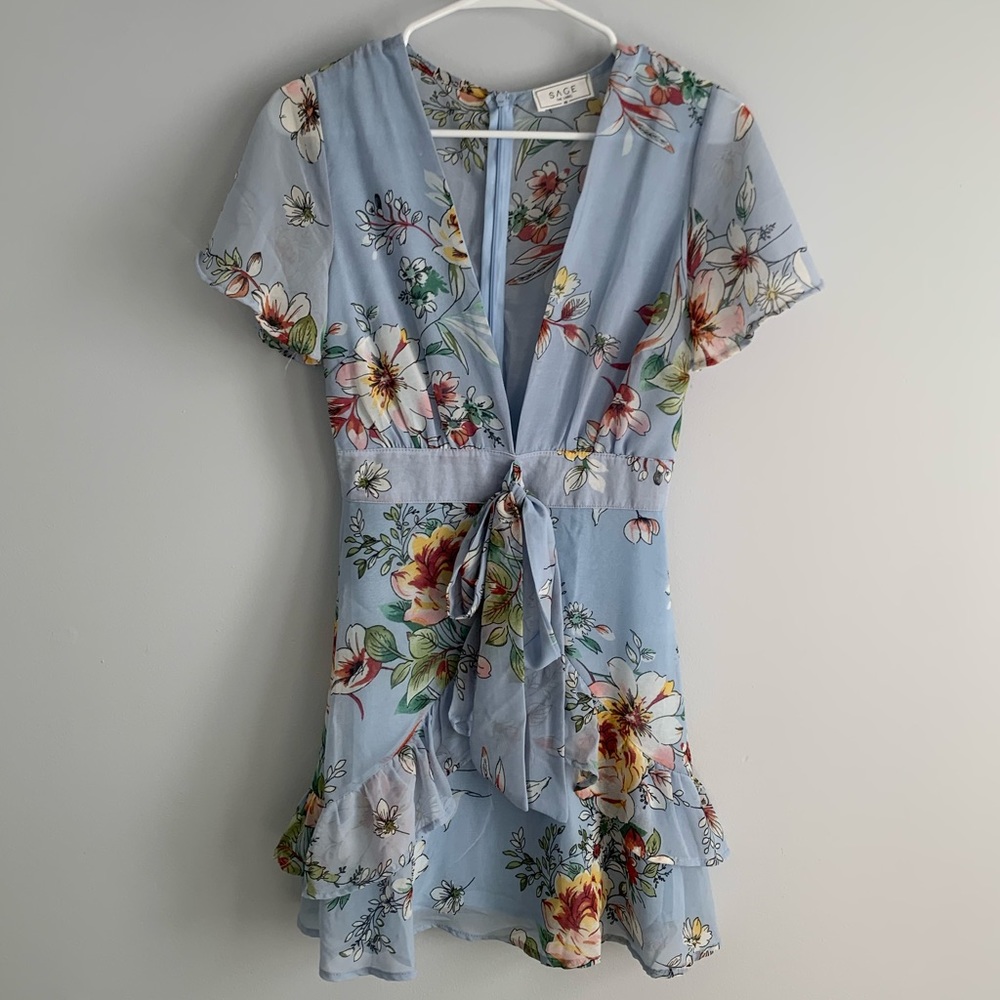 Deep V Neck Floral Dress.